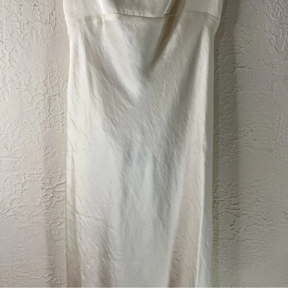 The A&F Julia Slip Cowl Back Bow Maxi Dress in Pearl White